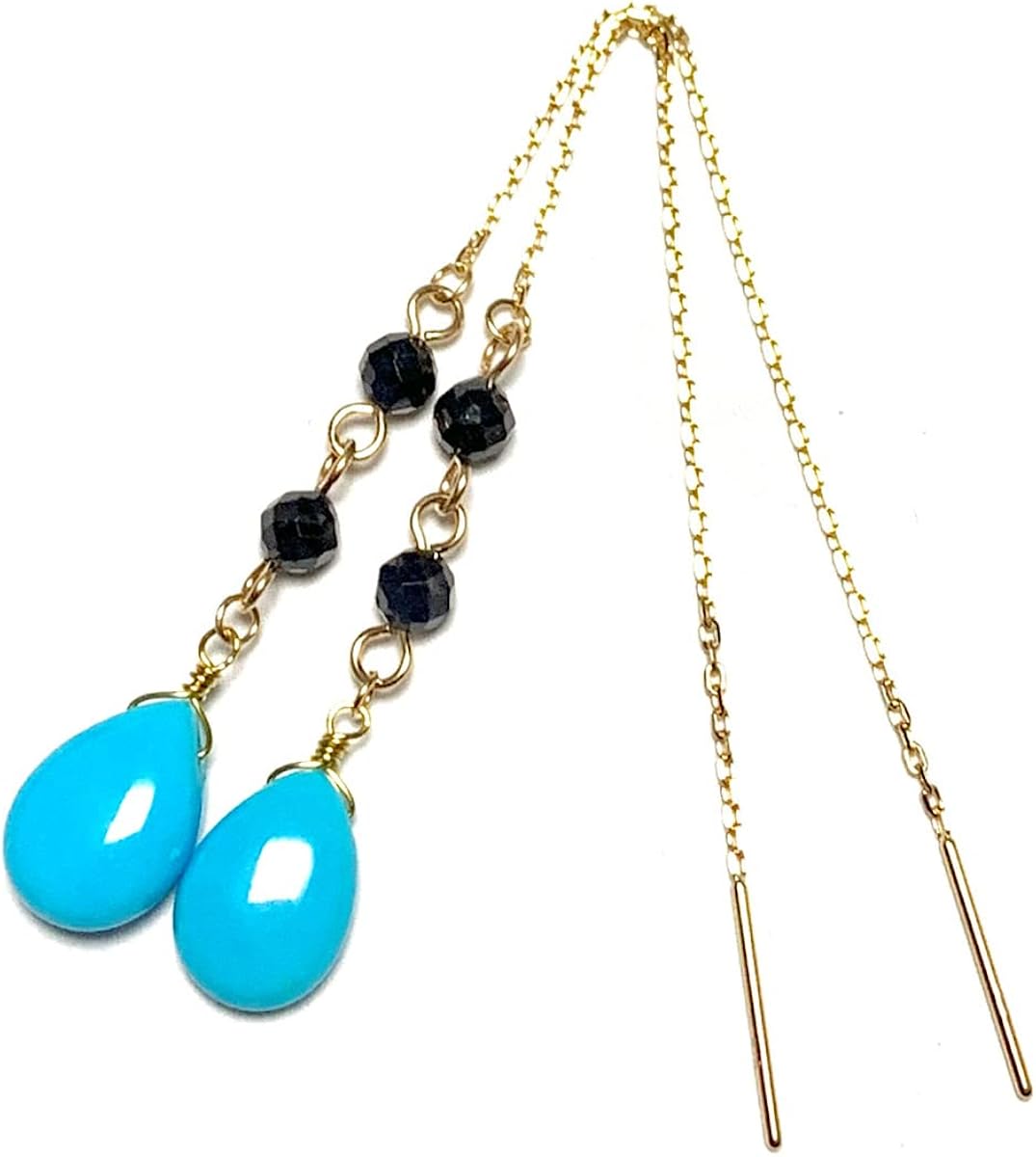 68%OFF!】 K18ピアス ブルーコッパーターコイズ ドロップ サファイア